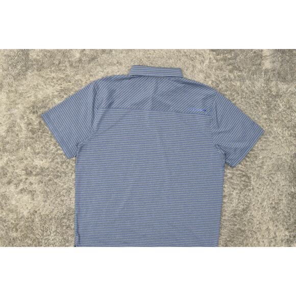 Under Armour Men's Polo Shirt Blue 2XL Polyester Striped Loose Heatgear - Picture 2 of 6